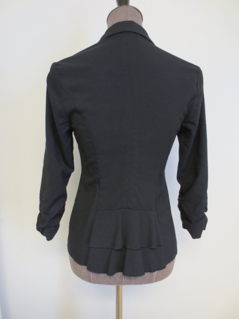 Charlotte Russe Black Single Breasted Blazer w/ Bustle Ruched Sleeves - S